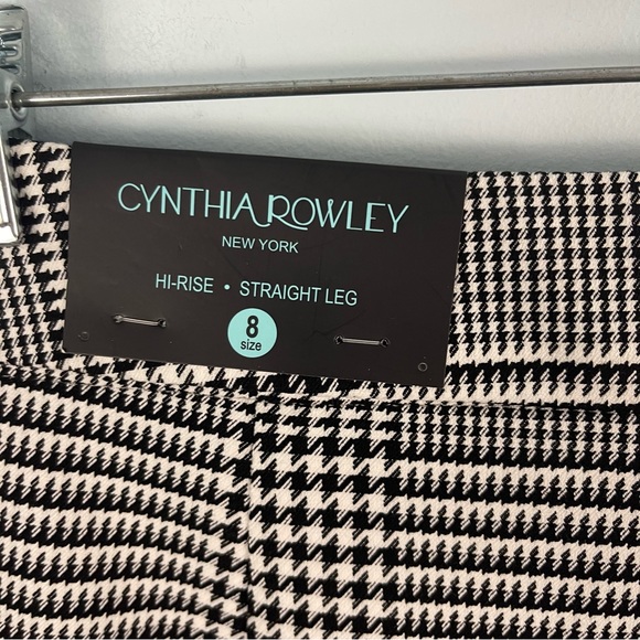 CYNTHIA ROWLEY Houndstooth High Rise Straight Leg Trouser Pants 8, 12 - Picture 13 of 16